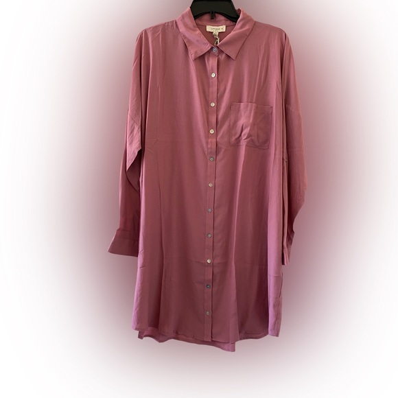 Umgee Linen Ruffle Sleeve Button-Down Shirt